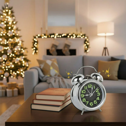 Loud Alarm Clock for Heavy Sleepers Adults Retro 4 Inch Silent Quartz with Backlight Twin Bell Analog Kids Alarm Clocks 0