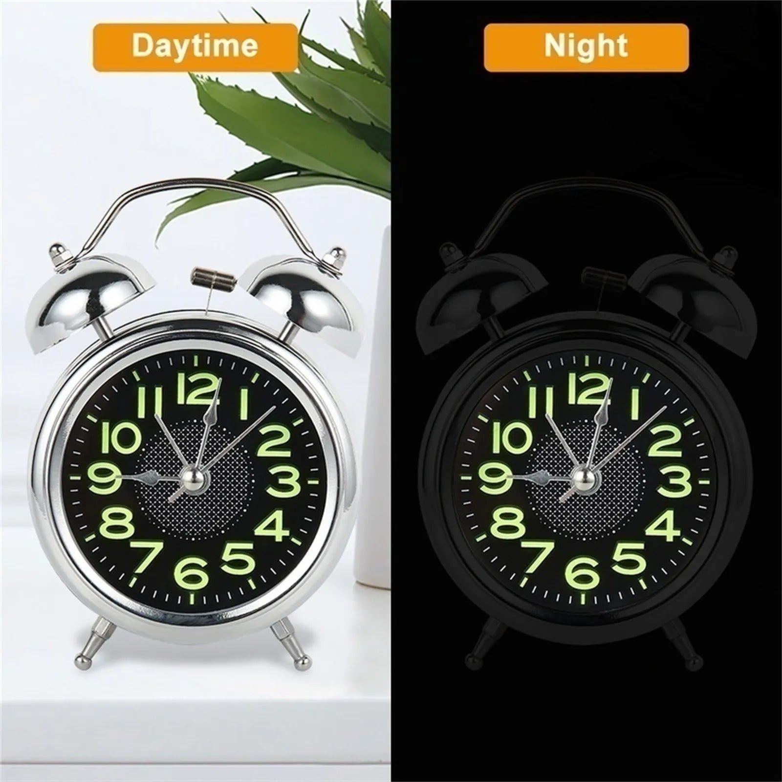 Loud Alarm Clock for Heavy Sleepers Adults Retro 4 Inch Silent Quartz with Backlight Twin Bell Analog Kids Alarm Clocks 1