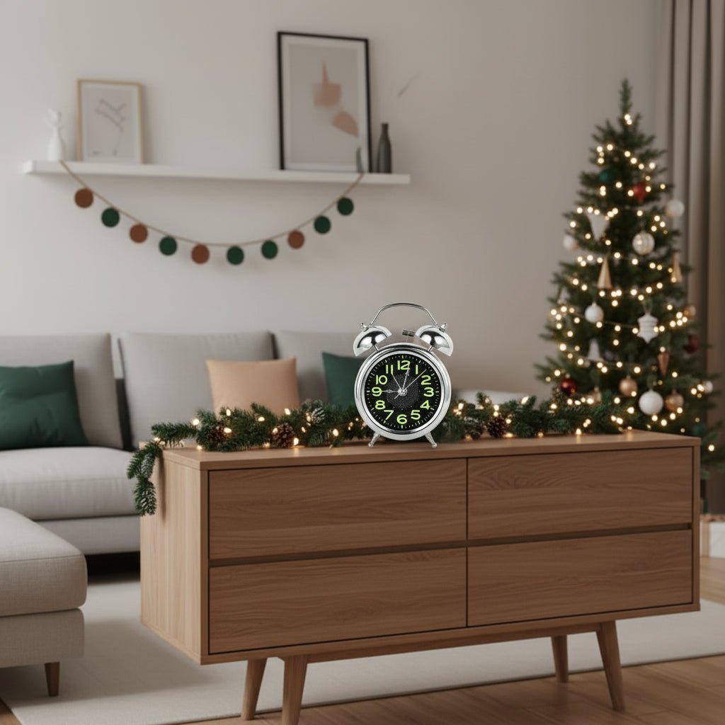 Loud Alarm Clock for Heavy Sleepers Adults Retro 4 Inch Silent Quartz with Backlight Twin Bell Analog Kids Alarm Clocks 6