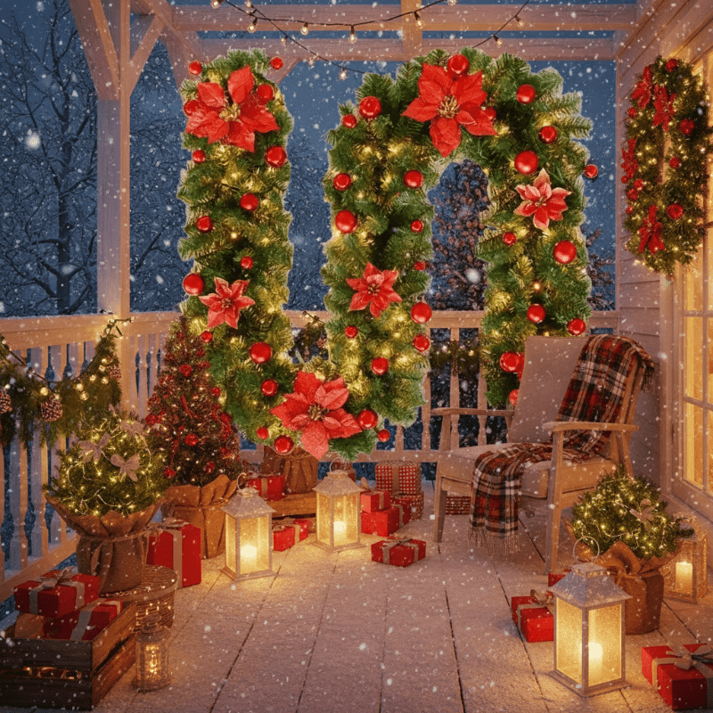 LumiRattan - Illuminated Rattan Christmas Garland with Warm LED Lights, 2.7m 0