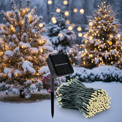 LumièreJoyeuse - Solar LED Christmas Garland with 300 Lights & 8 Modes, Weatherproof Decor 4