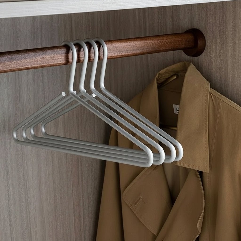 LuxeSuit - 5-Piece Metal Clothes Hanger Set in Gold & Silver for Elegant Storage 6