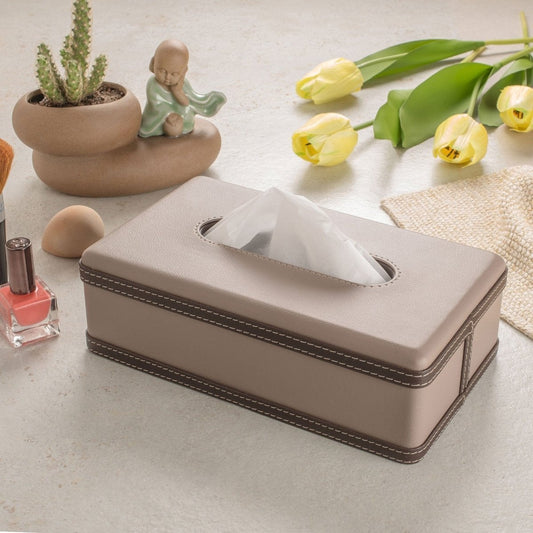 LuxeTiera Leather Tissue Box Holder | Elegant handcrafted leatherite organizer for home, office, and car 0