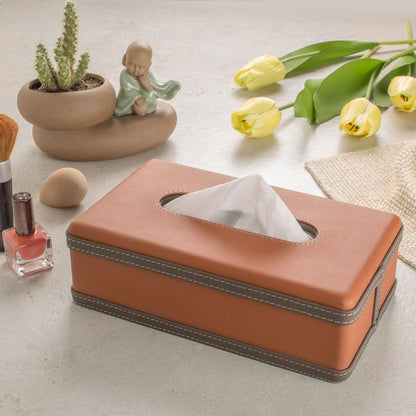 LuxeTiera Leather Tissue Box Holder | Elegant handcrafted leatherite organizer for home, office, and car 5