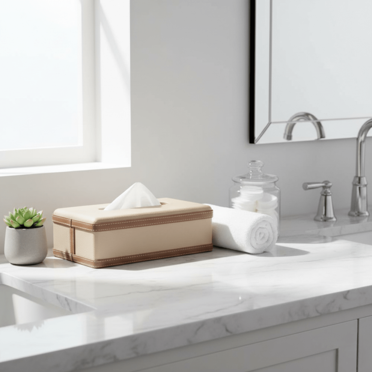 LuxeTiera Leather Tissue Box Holder | Elegant handcrafted leatherite organizer for home, office, and car 8