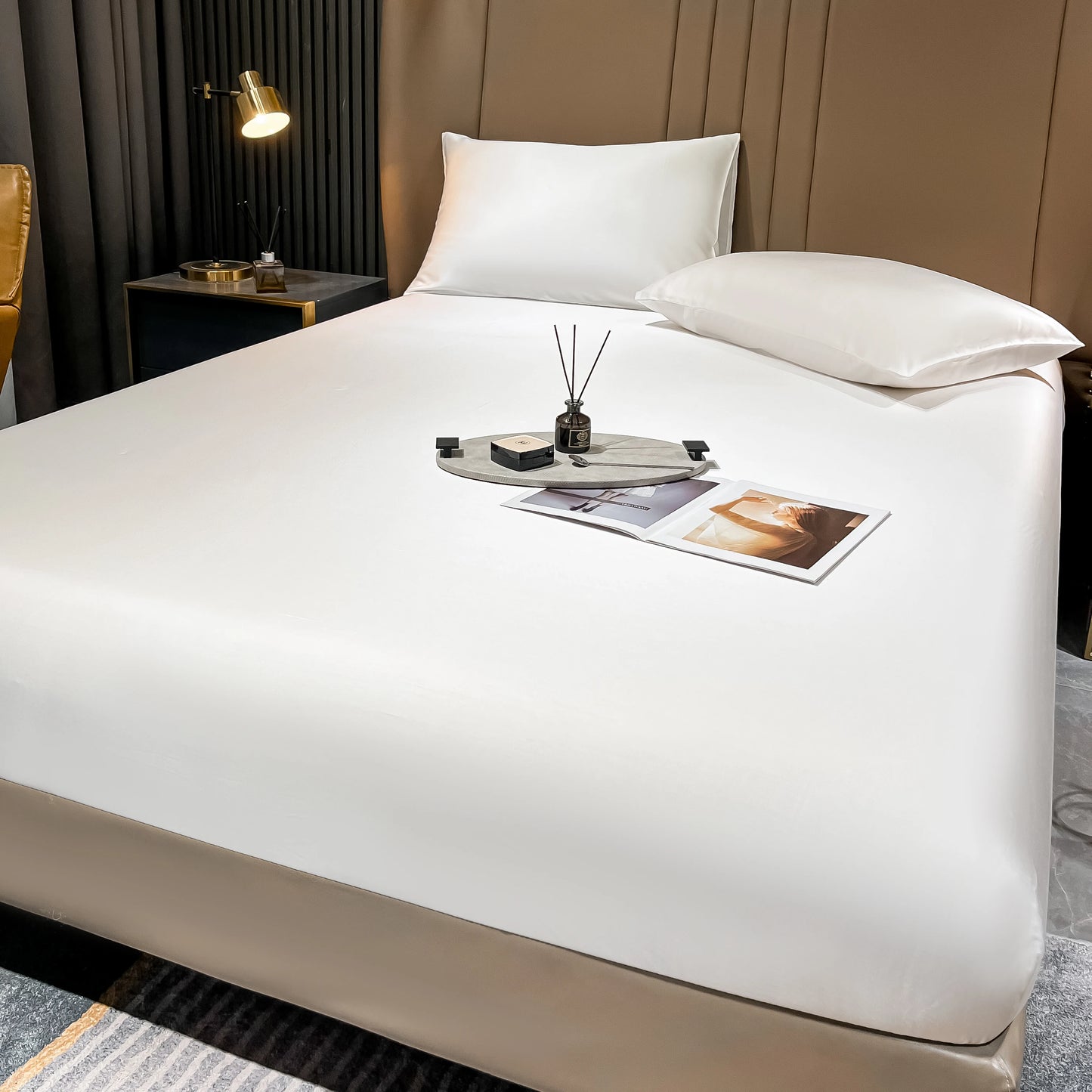 Luxury Mulberry Silk Fitted Bed Sheet - 100% Silk, Deep Pocket 25CM 18