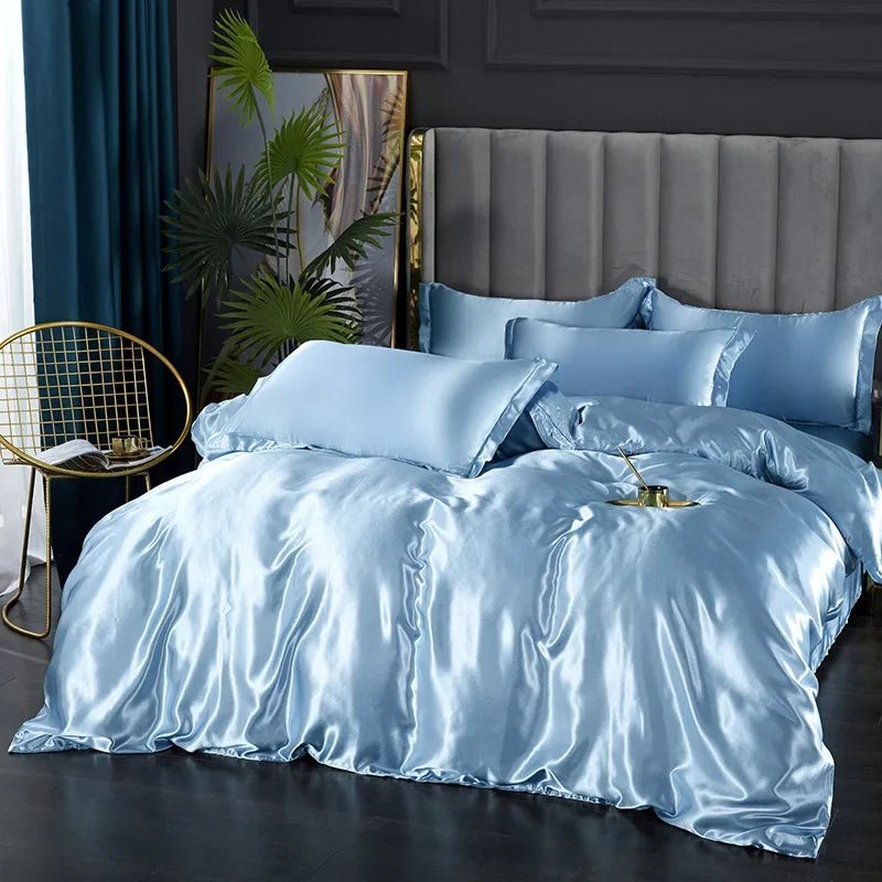 Luxury Satin Silk Bedding Set - Twin Duvet Cover & Pillowcases, Elegant Bedlinen 10