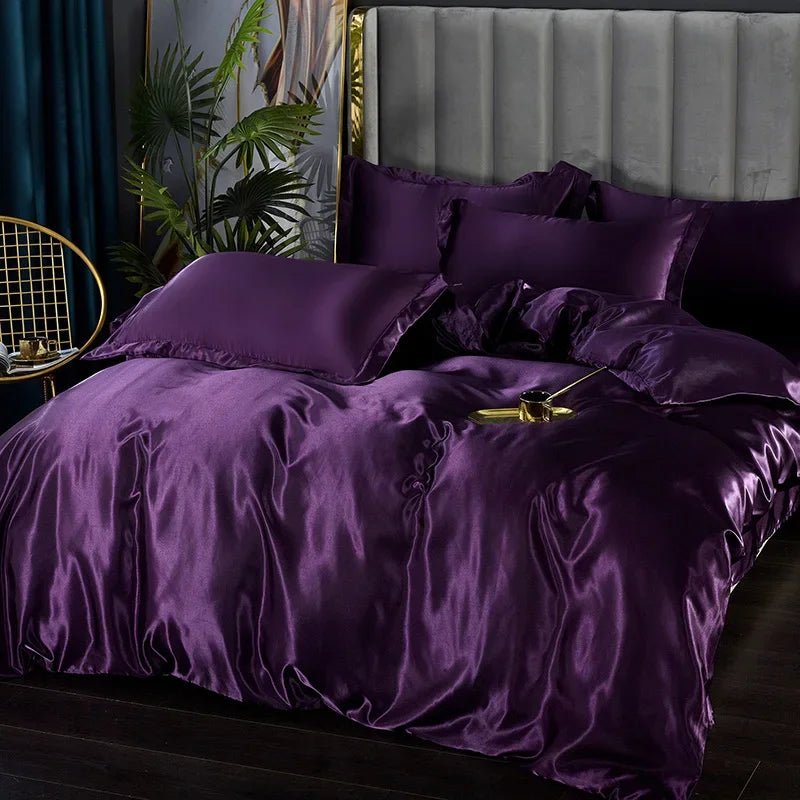 Luxury Satin Silk Bedding Set - Twin Duvet Cover & Pillowcases, Elegant Bedlinen 11