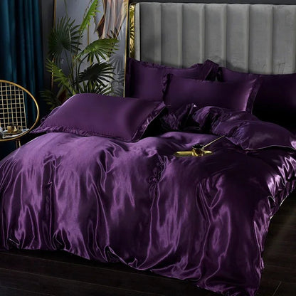 Luxury Satin Silk Bedding Set - Twin Duvet Cover & Pillowcases, Elegant Bedlinen 11