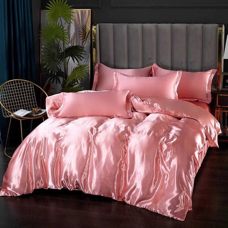 Luxury Satin Silk Bedding Set - Twin Duvet Cover & Pillowcases, Elegant Bedlinen 12