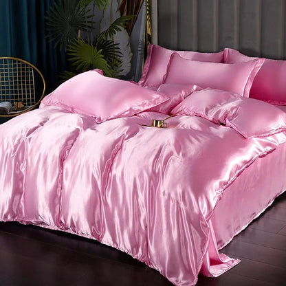 Luxury Satin Silk Bedding Set - Twin Duvet Cover & Pillowcases, Elegant Bedlinen 13