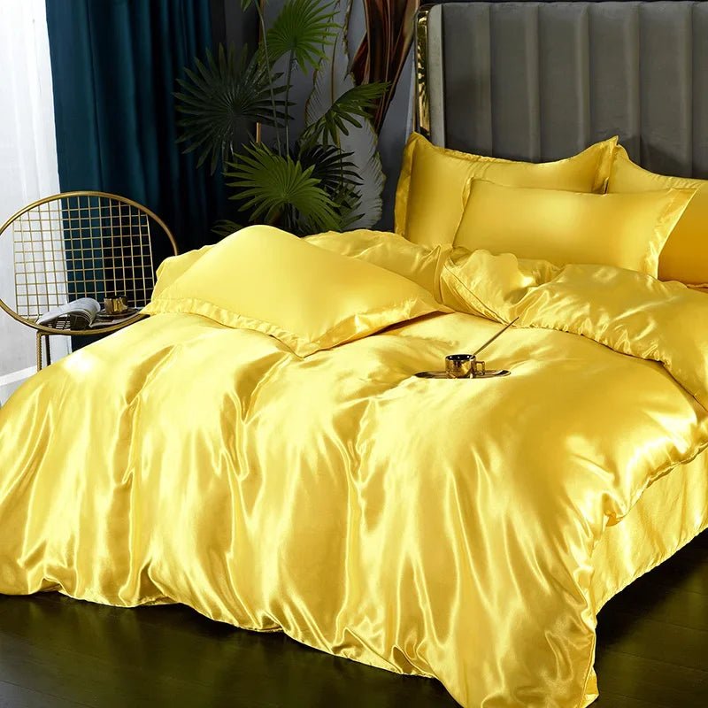 Luxury Satin Silk Bedding Set - Twin Duvet Cover & Pillowcases, Elegant Bedlinen 14