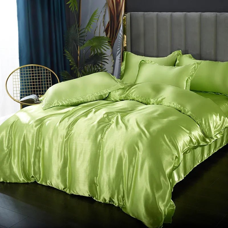 Luxury Satin Silk Bedding Set - Twin Duvet Cover & Pillowcases, Elegant Bedlinen 17