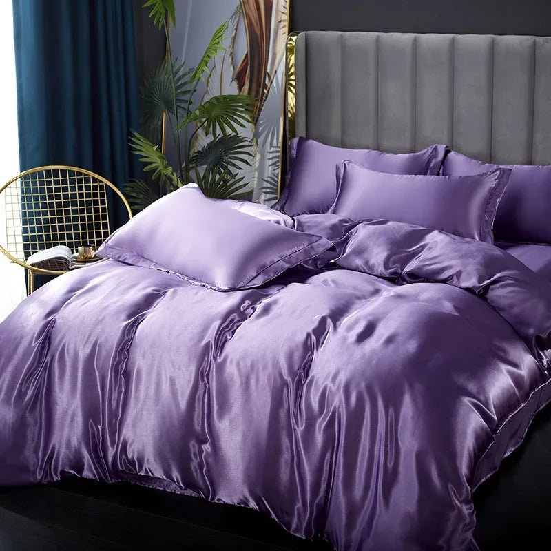 SATINORA – Elegant Satin Silk Bedding Set with Duvet Cover and Pillowcases