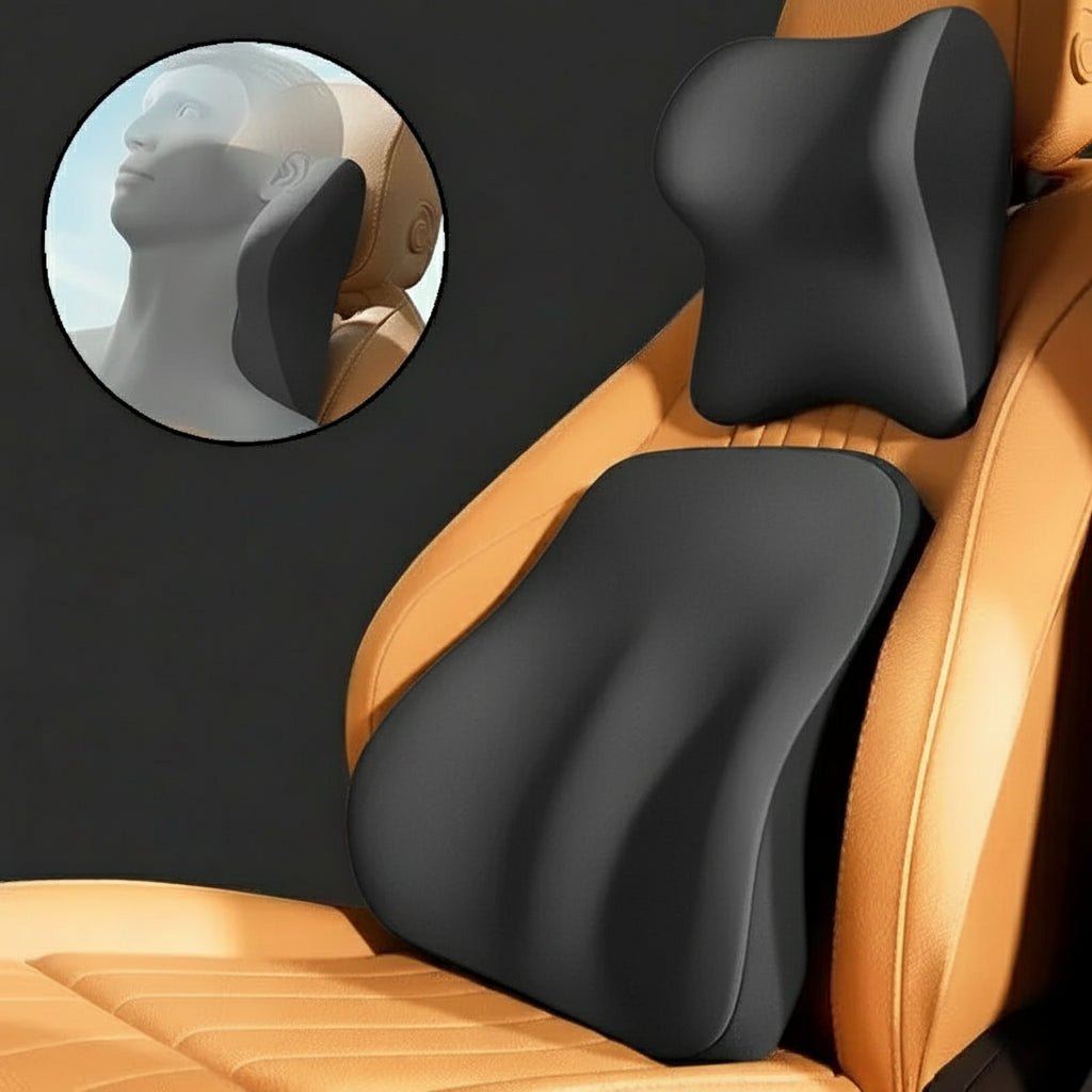 MEMORIDE – Memory Foam Car Neck & Lumbar Pillow for Maximum Comfort 1