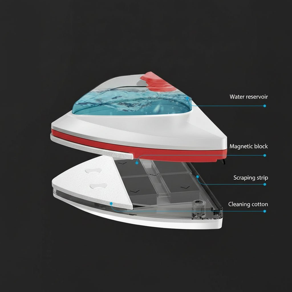 Magnetic Window Cleaner - Double-Sided Glass Wiper with Water Storage for Streakless Shine 3