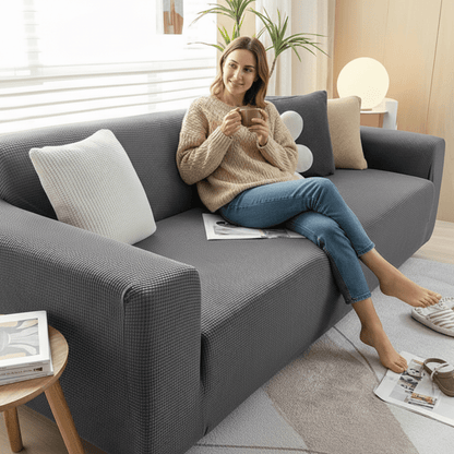 JACQUA SHIELD – Waterproof Sofa Cover with Non-Slip Backing and Jacquard Design