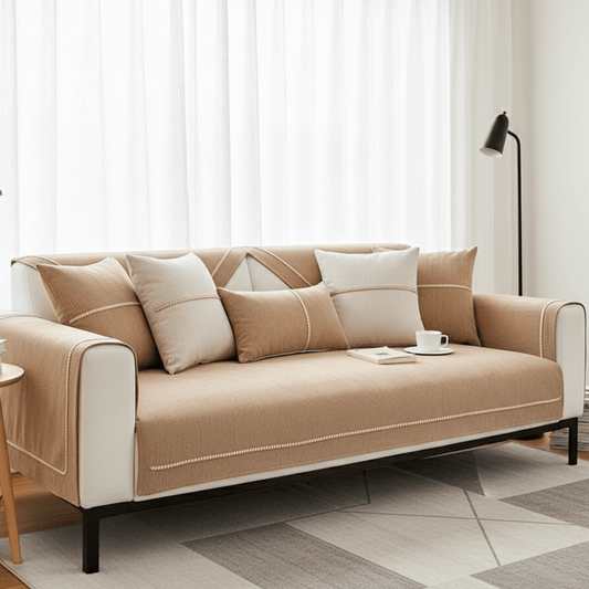 LINENLUX – Premium Linen Sofa Cover with Non-Slip Backing and Protective Fit