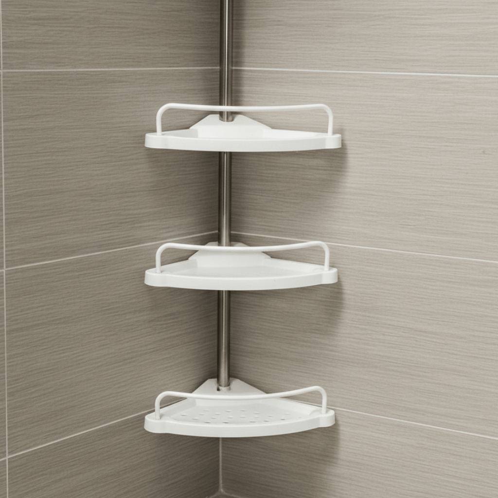 Organiva – Adjustable Bathroom Storage Shelf System with 4 Tiers and Drainage Holes