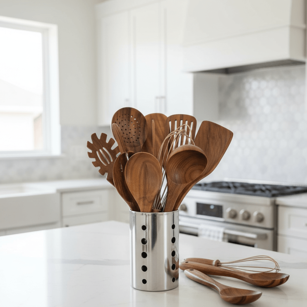 OAKVERA HERITAGE SET – 11-Piece Teak Wood Utensil Set for Sustainable Cooking