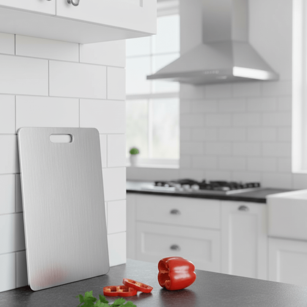 TitanClean stainless steel chopping board - antibacterial & scratch-resistant for your kitchen