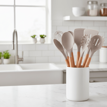 GASTROSET – 12-Piece Heat-Resistant Silicone Utensil Set with Holder