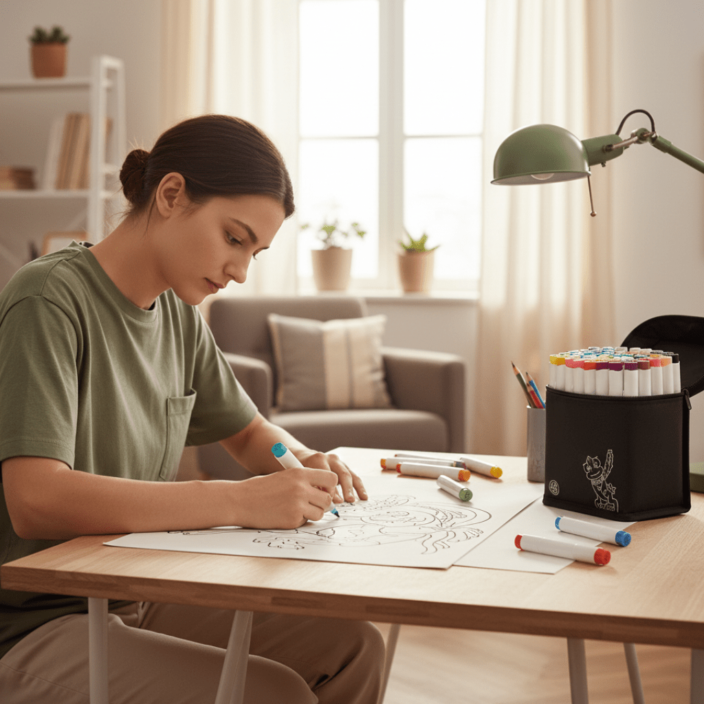 TWINBRUSH – Dual-tip marker set with 48 rich alcohol inks for sketching, blending and shading