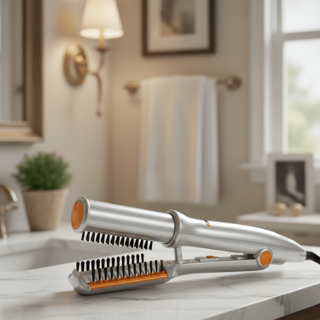 CurlEase Duo – Rotating Styling Brush with Dual Heat Modes