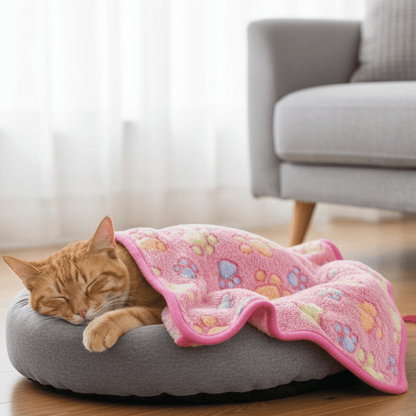 PAWFLANNEL – Soft Flannel Pet Blanket with Paw Print Design, Cozy & Washable