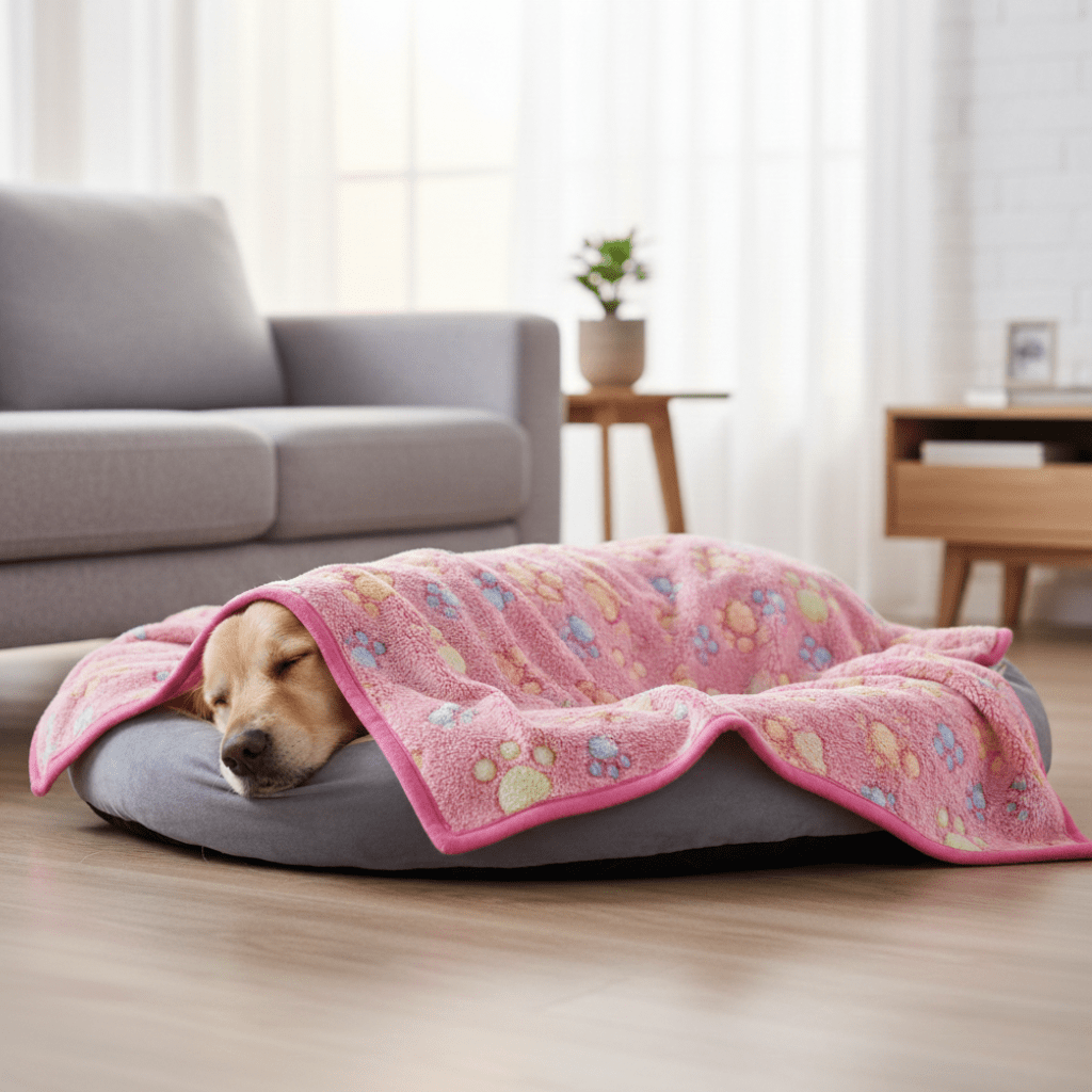 PAWFLANNEL – Soft Flannel Pet Blanket with Paw Print Design, Cozy & Washable