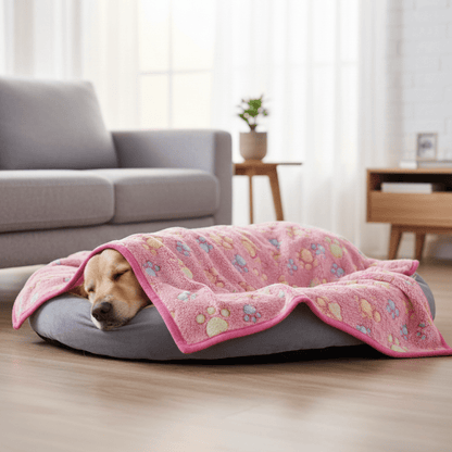 PAWFLANNEL – Soft Flannel Pet Blanket with Paw Print Design, Cozy & Washable