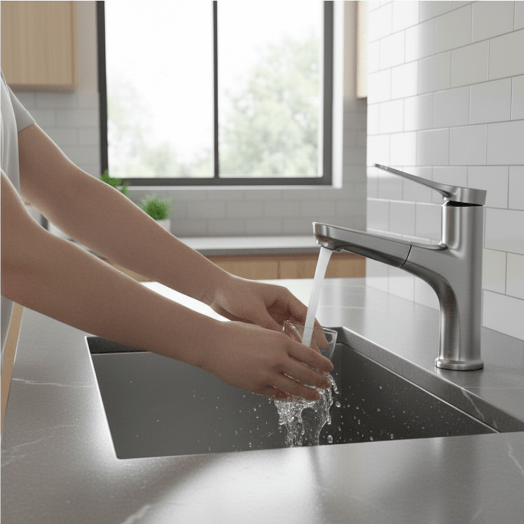 COPPERFLOW – Pull-Out Bathroom Faucet with Flexible Copper Design & Modern Aesthetics