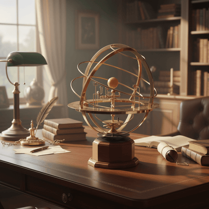 ASTROGLOBE – Brass Solar System Model with All 9 Hand-Sculpted Planets