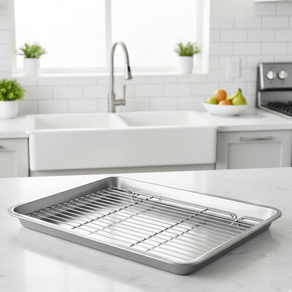 STEELBAKE – Premium Baking Tray Duo with Detachable Cooling Rack
