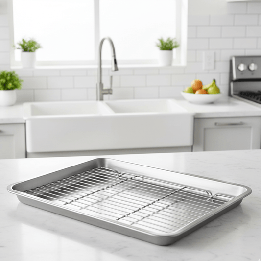 STEELBAKE – Premium Baking Tray Duo with Detachable Cooling Rack