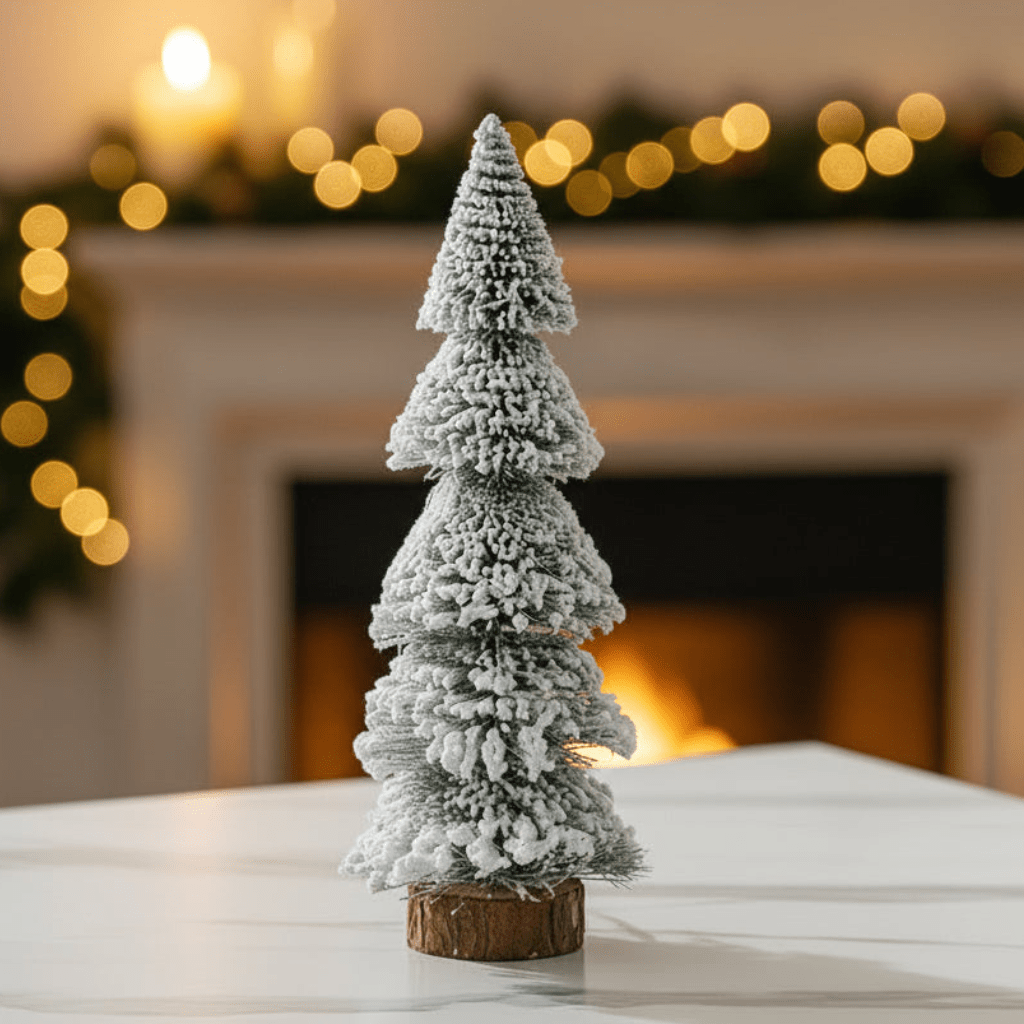 CEDARFROST – Mini Flocked Cedar Tree Decoration for Festive Styling