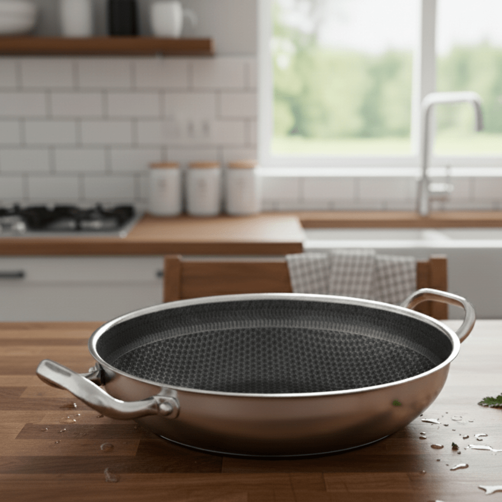 GRIDCLAD – Stainless Steel 32cm Fry Pan with Durable Honeycomb Layer