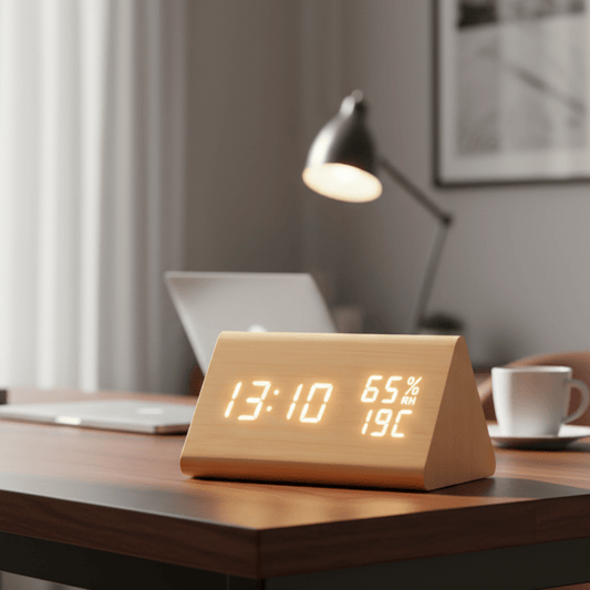 OAKLITE – Modern Wood Digital Clock with Temperature & Brightness Control