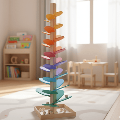 WOODENRACER – Educational Marble Run Toy with Bright Wooden Tracks