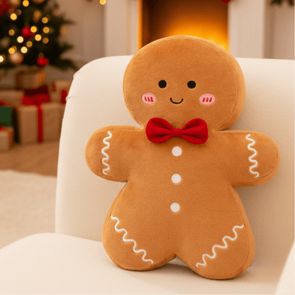 FESTIVEGINGER – Soft Gingerbread Stuffed Cushion for Cheerful Holiday Homes