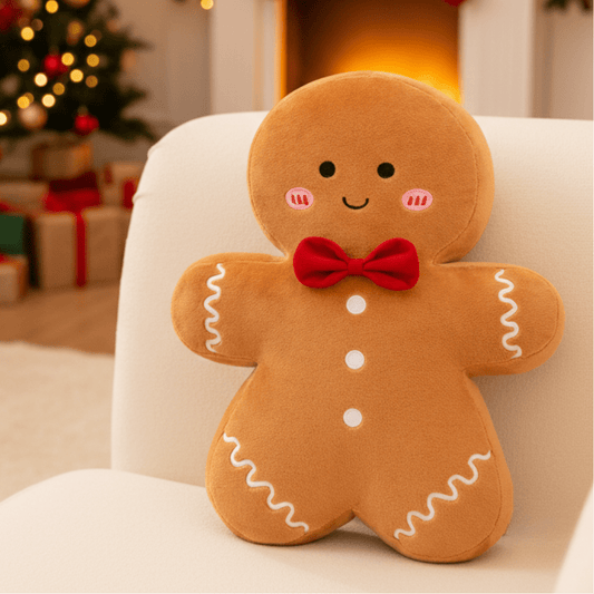 FESTIVEGINGER – Soft Gingerbread Stuffed Cushion for Cheerful Holiday Homes