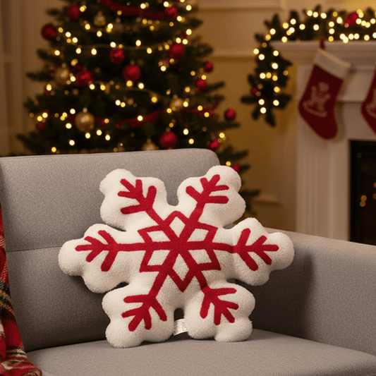 WINTERFLAKE – Soft Snowflake Plush Cushion for Warm Seasonal Decoration