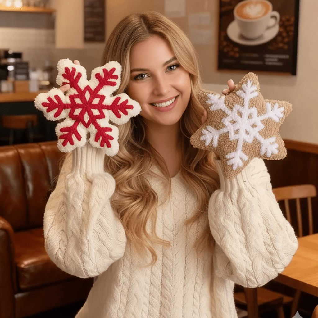 WINTERFLAKE – Soft Snowflake Plush Cushion for Warm Seasonal Decoration