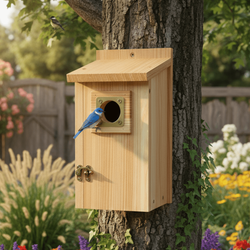 BLUELODGE – Durable Cedar Nesting Box for Jays & Swallow Species