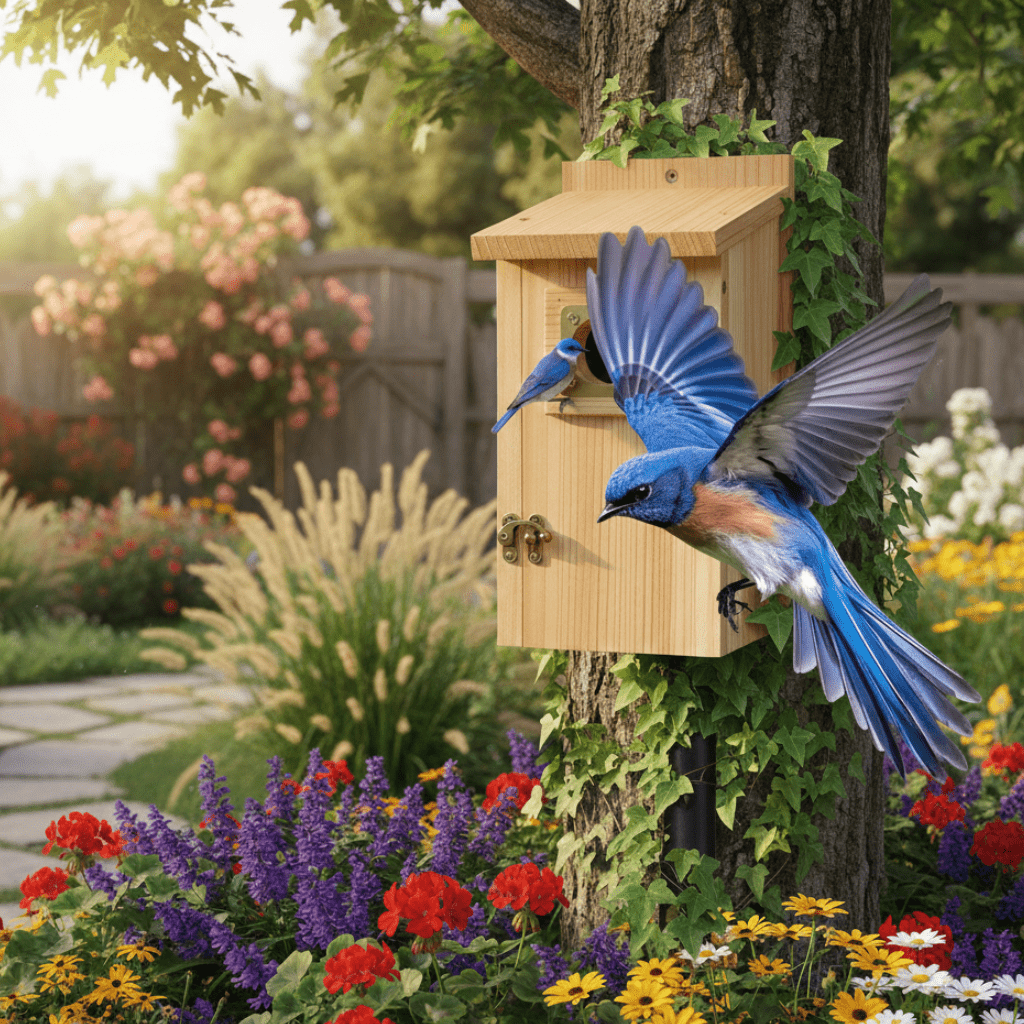 BLUELODGE – Durable Cedar Nesting Box for Jays & Swallow Species