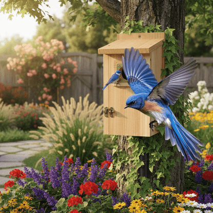 BLUELODGE – Durable Cedar Nesting Box for Jays & Swallow Species