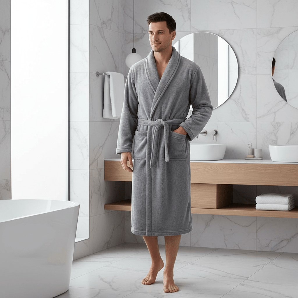 CORALSOFT – Elegant Winter Bathrobe Soft Coral Fleece Dressing Gown with Pockets