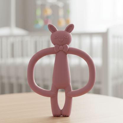 BUNNYEASE – Cartoon Rabbit Silicone Teether Toy for Infants, Safe, Lightweight & Engaging