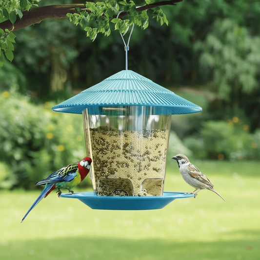 BIRDVISTA – Premium Hexagonal Bird Feeder for Outdoors, Easy Refill System & Weather Protection