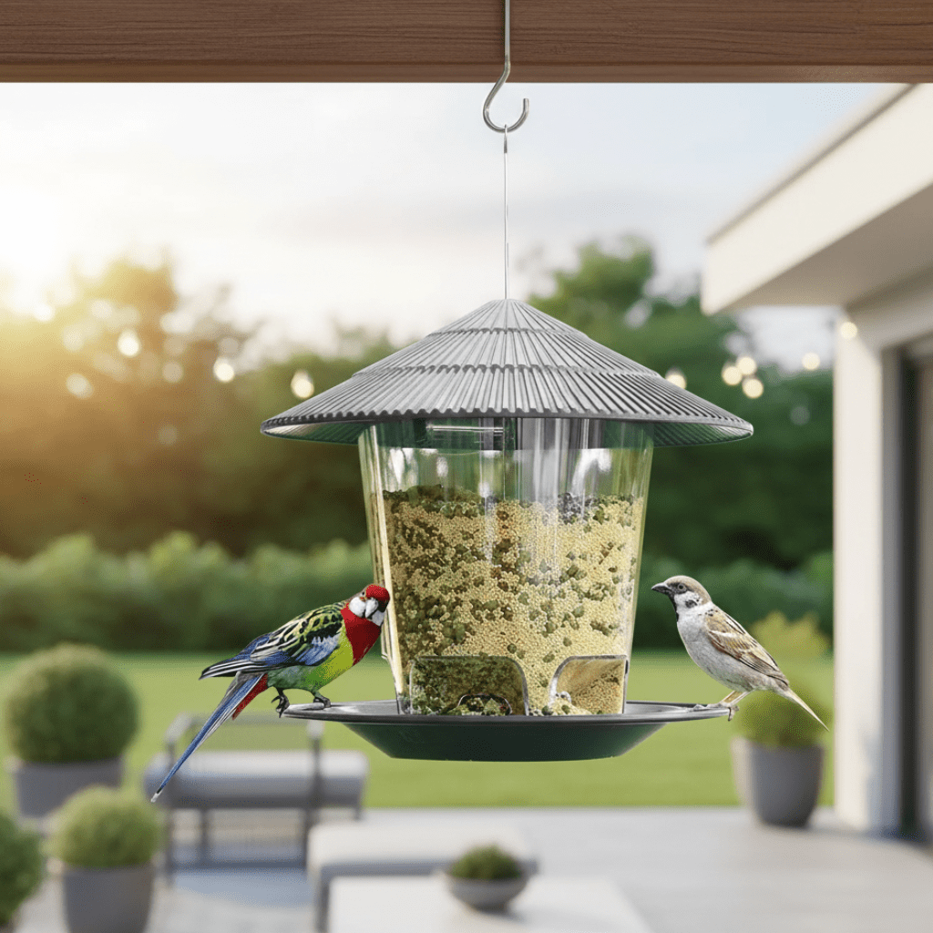 NUTRIFLOW – Automatic Bird Feeder, Weatherproof Multi-Hole Nut Dispenser